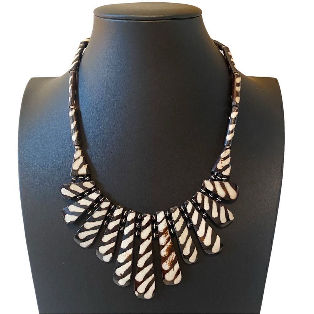 Bone & Ivory Tribal Looking Necklace from Uganda w/Unique & Beautiful Markings.